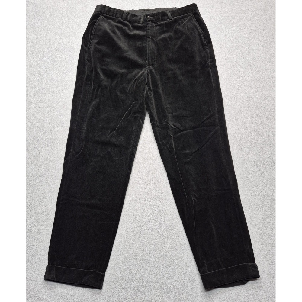 Banana Republic Pants Mens 34R Black Velvet Flat Front Cuffed Dress Trousers